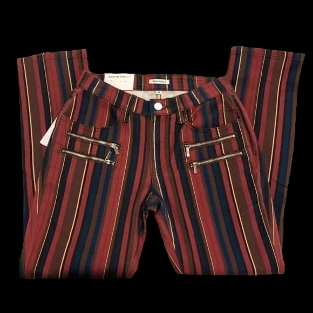 WeWoreWhat Rocker Low Rise Striped Cropped Jeans Punk - Picture 6 of 10
